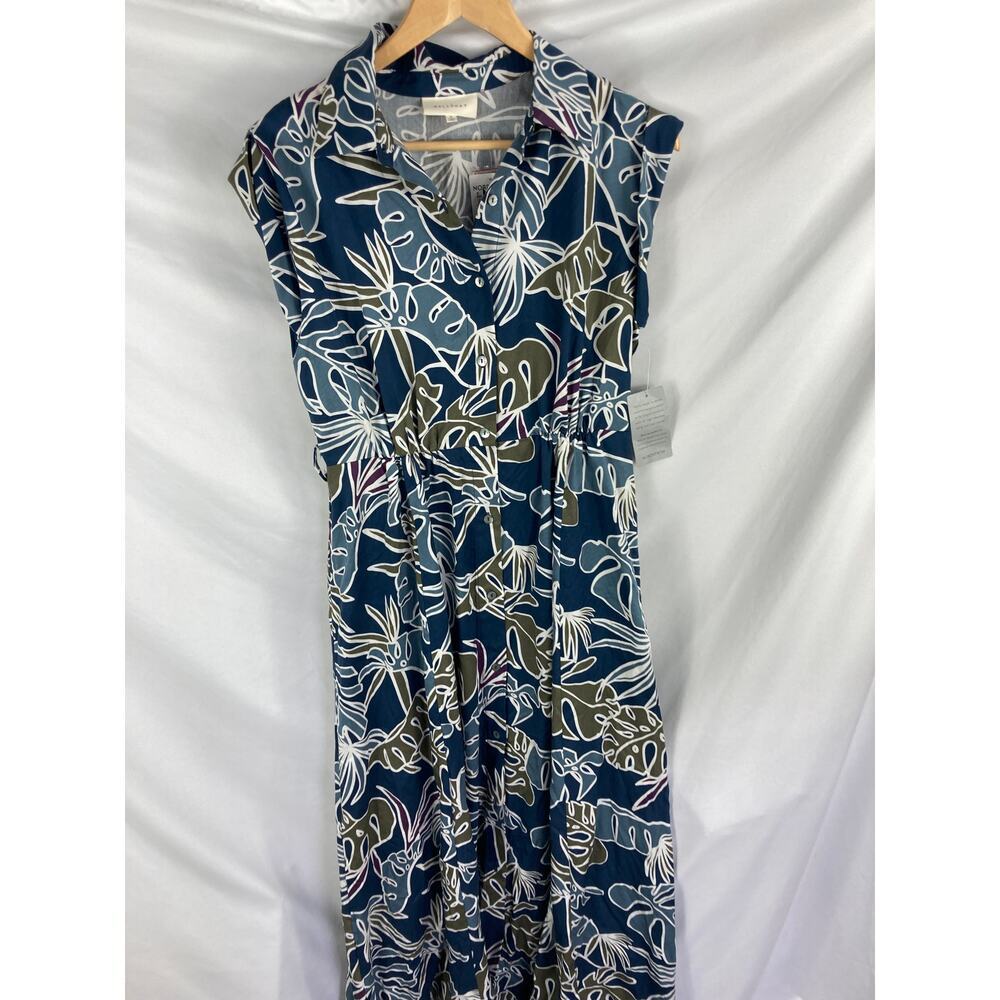 Melloday Abstract Floral Button Up Shirt Dress Size Small - Picture 3 of 6